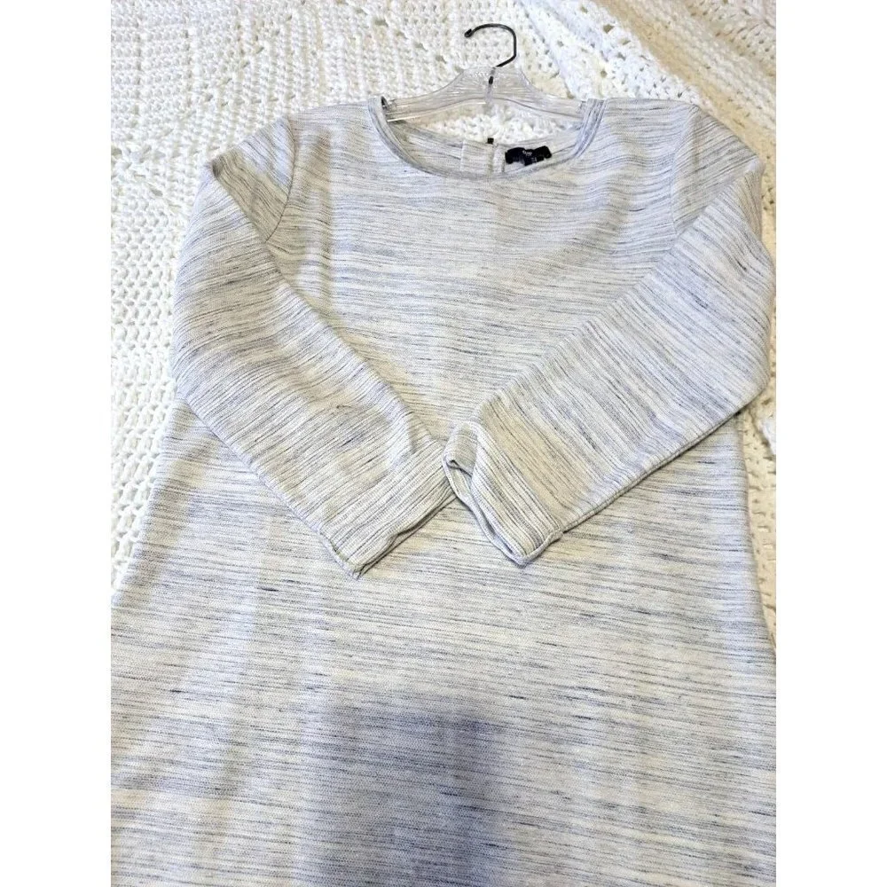 GAP Outlet Women's S Blue Marled Long Sleeve Back Zip Round Neck Dress